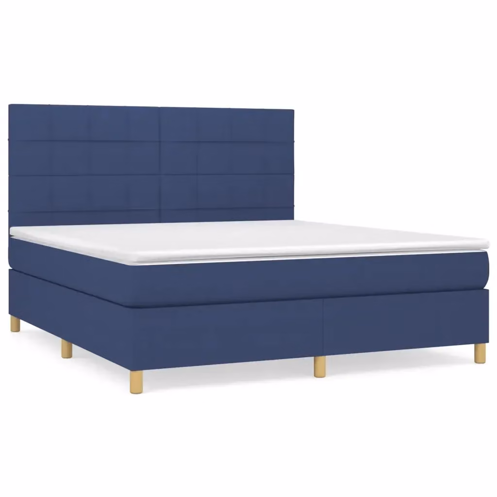 Letto Ibrido con Giroletto a Molle e Materasso vidaXL, Colore Blu e Bianco, L/P/H: 160 x 200 x 128 cm – 2