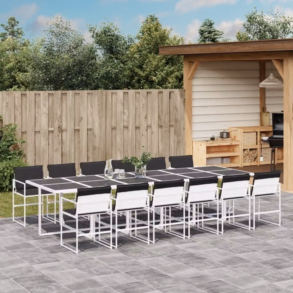 Maison Exclusive - Set da pranzo da giardino da 13 pezzi con cuscini in Textilene bianco