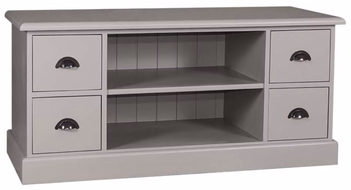 Mobile bar/credenza in stile rustico "Casa Padrino", colore grigio, dimensioni 129 x 50 x 60 cm. Realizzato in legno massello di pino e metallo