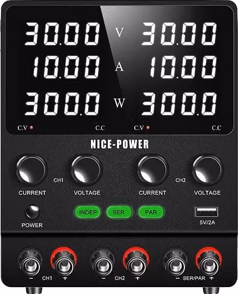 Alimentatore DC a doppio canale, modalità di uscita: indipendente, seriale, parallela, SPS3010-2KD 30V10A, AC 220V