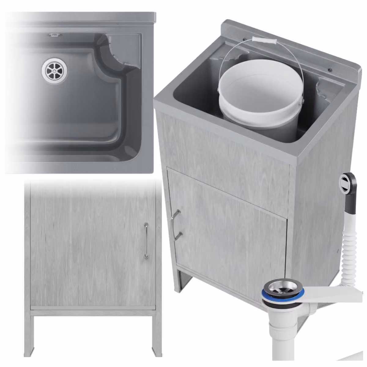 Granitan - Tubo di alimentazione per garage - Accessori per cucina e bagno - Grigio - per officina e garage - LOMA