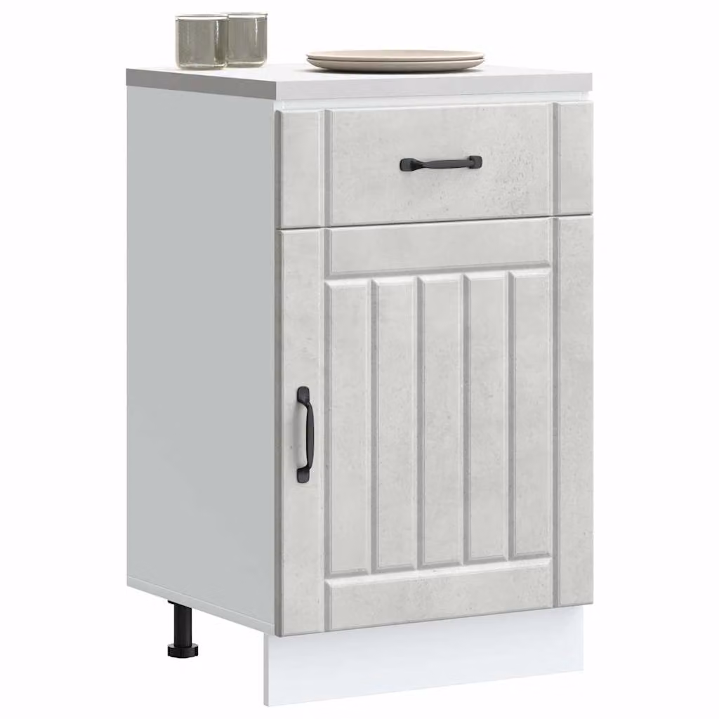Base da cucina vidaXL Lucca moderna in legno e MDF, colore grigio cemento, L/P/H: 46 x 50 x 81,5 cm