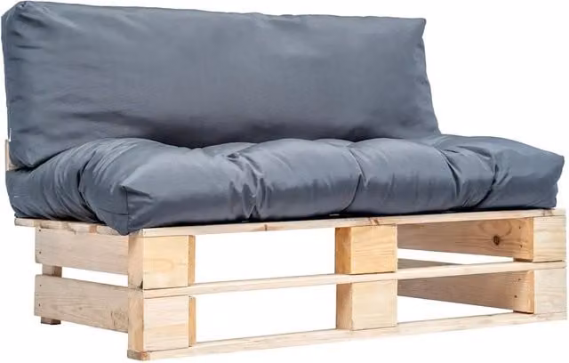 Divano da Giardino a Pallet con Cuscini Grigi in Legno di Pino