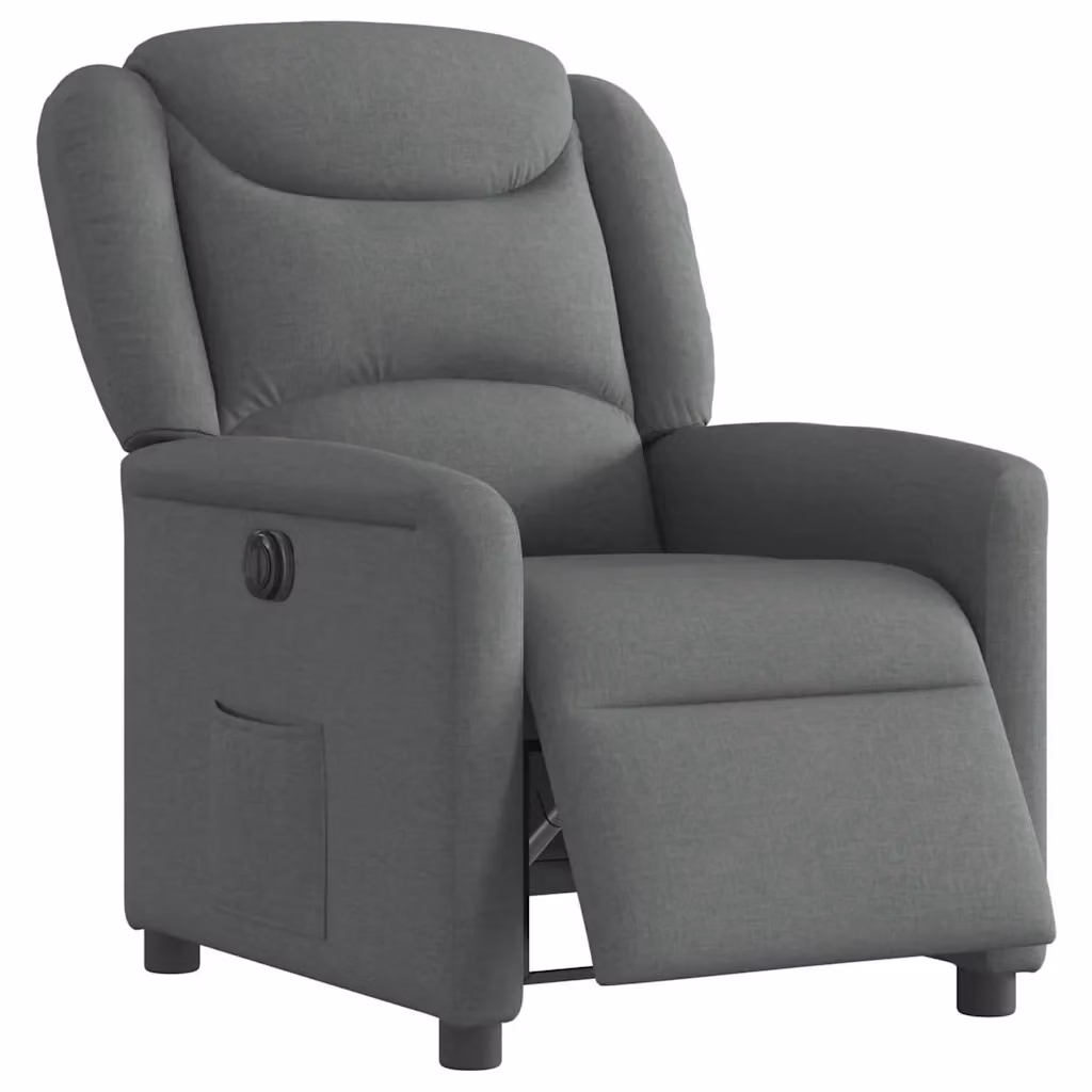 Poltrona Reclinabile Elettrica vidaXL in Tessuto Grigio con Braccioli e Funzione Auto-Return – 2