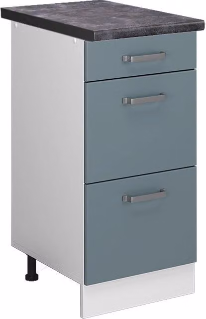 Mobiletto base per cucina R-Line Grigio-blu/Bianco 40 cm con cassetti, PL Antracite Vicco