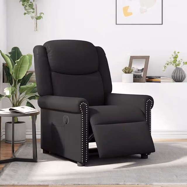 Poltrona Reclinabile Elettrica vidaXL in Similpelle Nera Lucida con Braccioli – 1