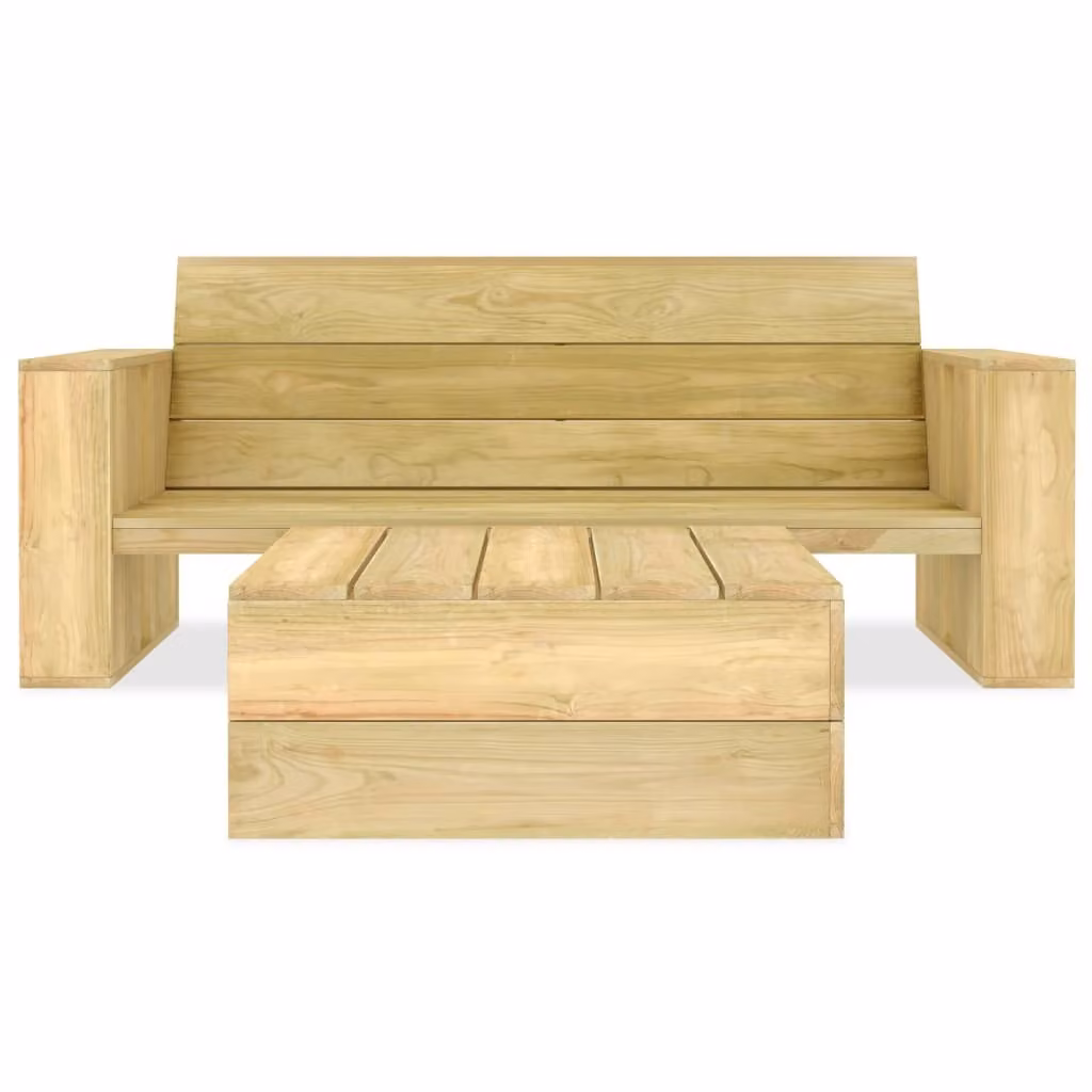 set salotto da giardino 2 pezzi in legno di pino impregnato