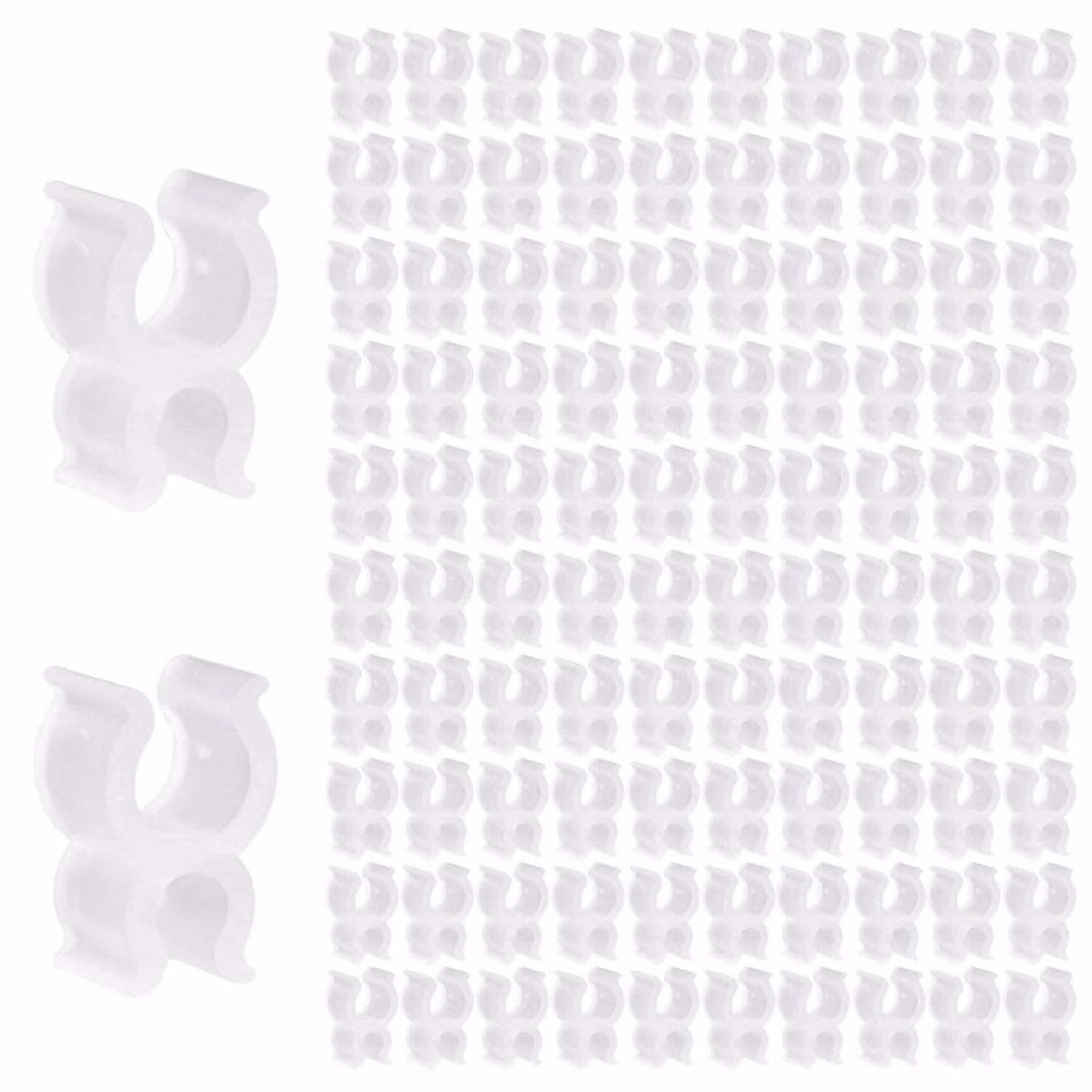 Set di 100 clip per fissare luci a filo, dimensioni 3/16 di pollice, in plastica, colore bianco