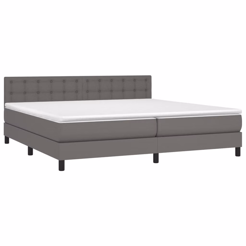 Giroletto a Molle con Materasso Grgio 200x200 cm in Pelle finta