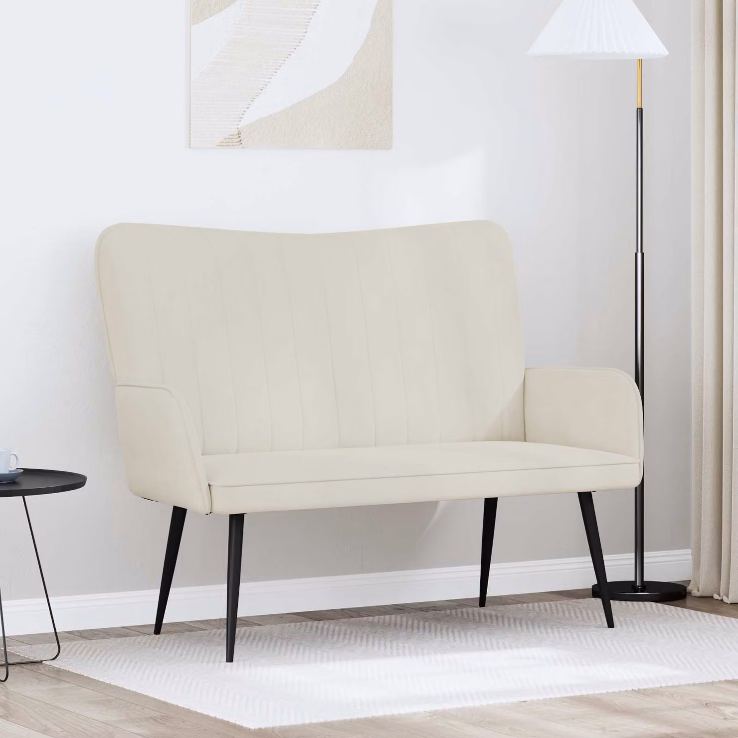 Divano a 2 posti vidaXL in velluto beige per soggiorno e camera da letto L: 115 cm, P: 61 cm, H: 87 cm