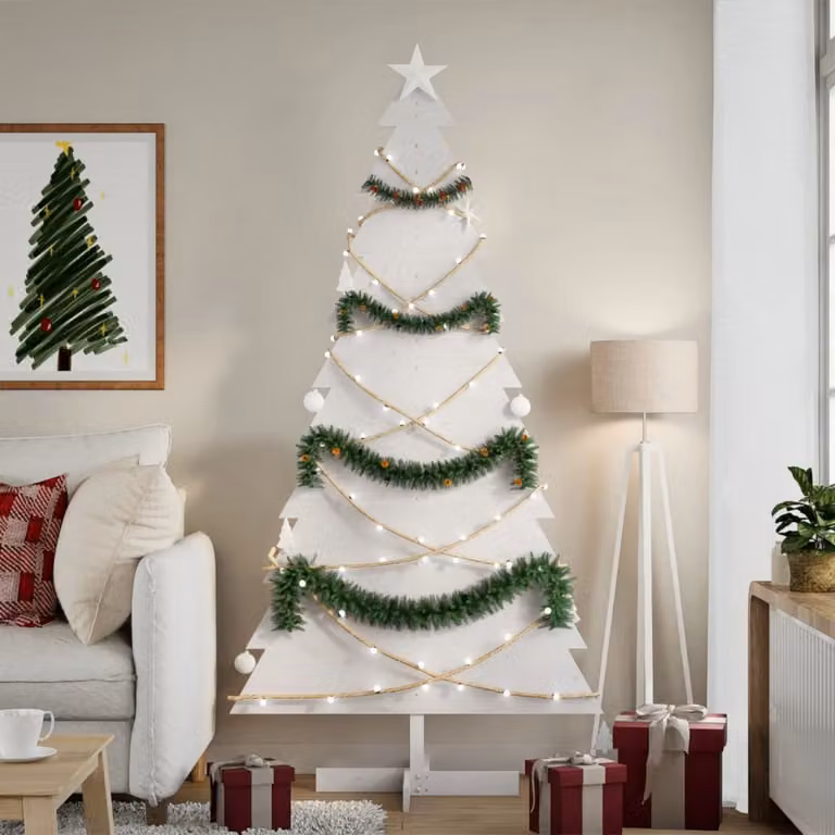 Albero di Natale decorativo vidaXL in legno di pino bianco, Altezza: 180 cm