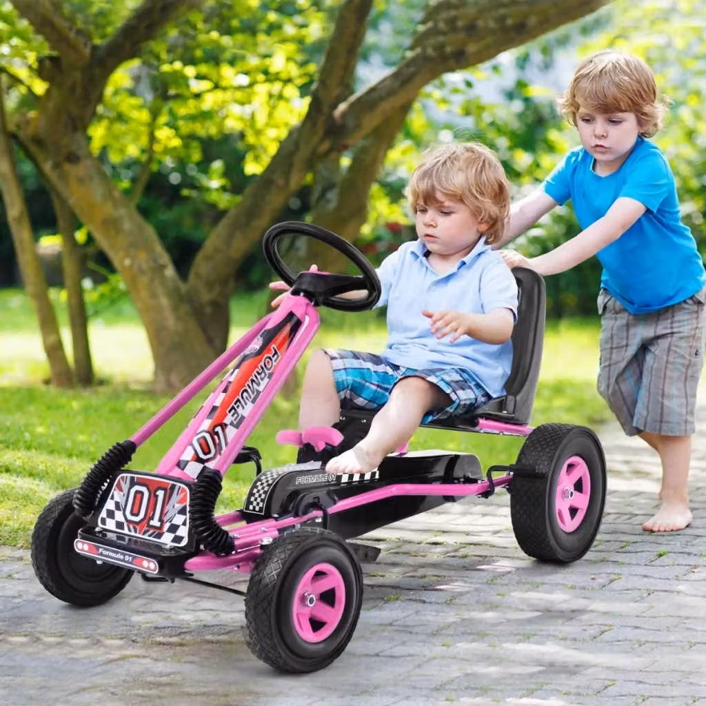 Go Kart a pedali regolabile per bambini con sedile in polipropilene, Rosa e Nero, L/P/H: 98 x 59 x 61 cm – 2
