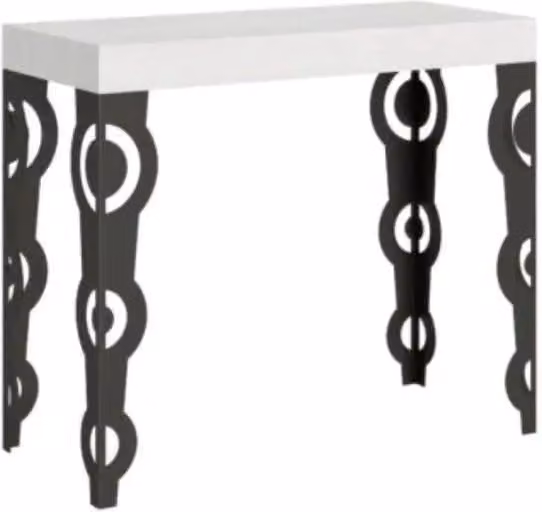 Consolle allungabile 90x40/196 cm Karamay Small bianco frassino gambe antracite