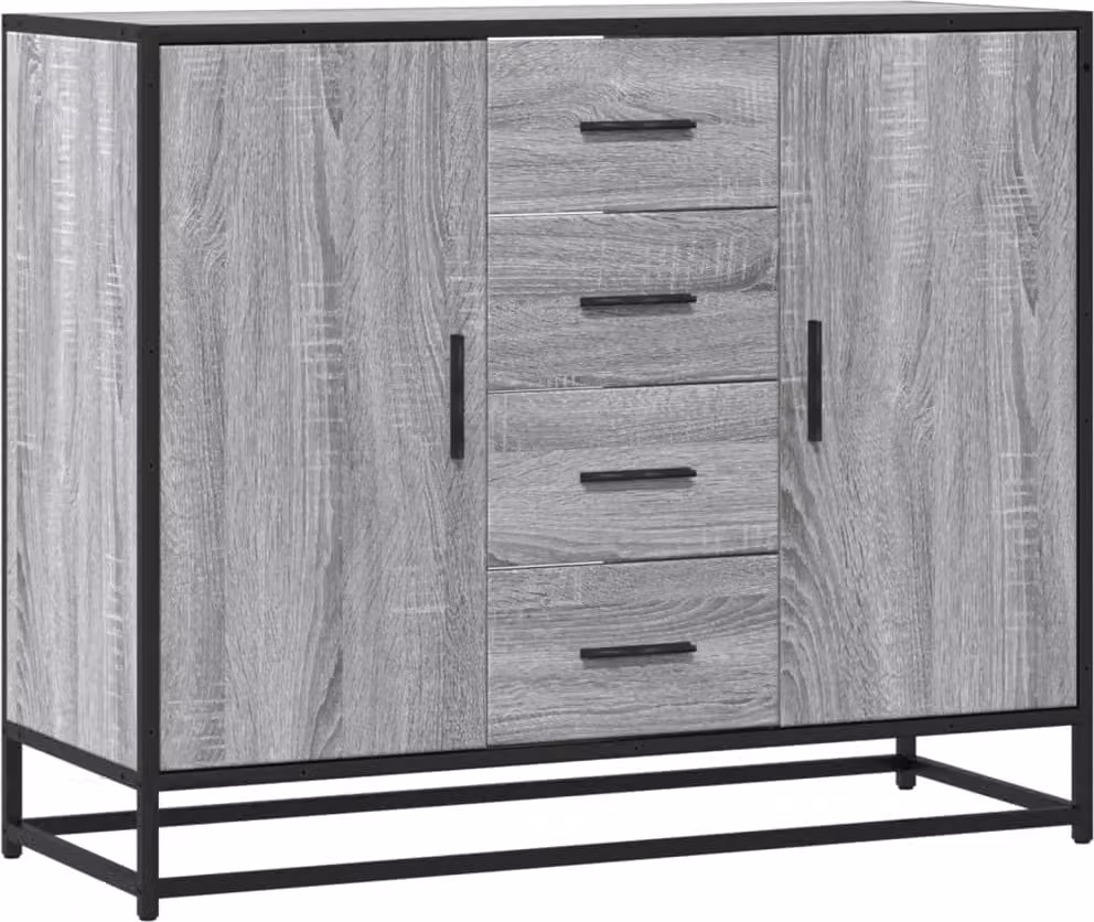 Credenza Grigio Sonoma 92x35x76 cm in Legno Multistrato