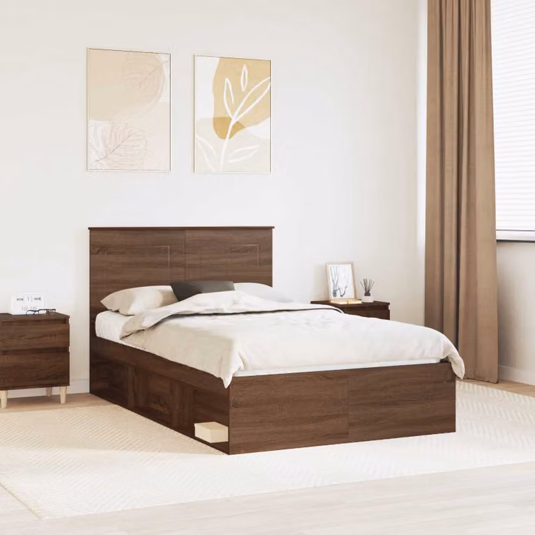Struttura del letto moderna vidaXL in pino massello marrone con doghe fisse L/P: 120 x 200 cm