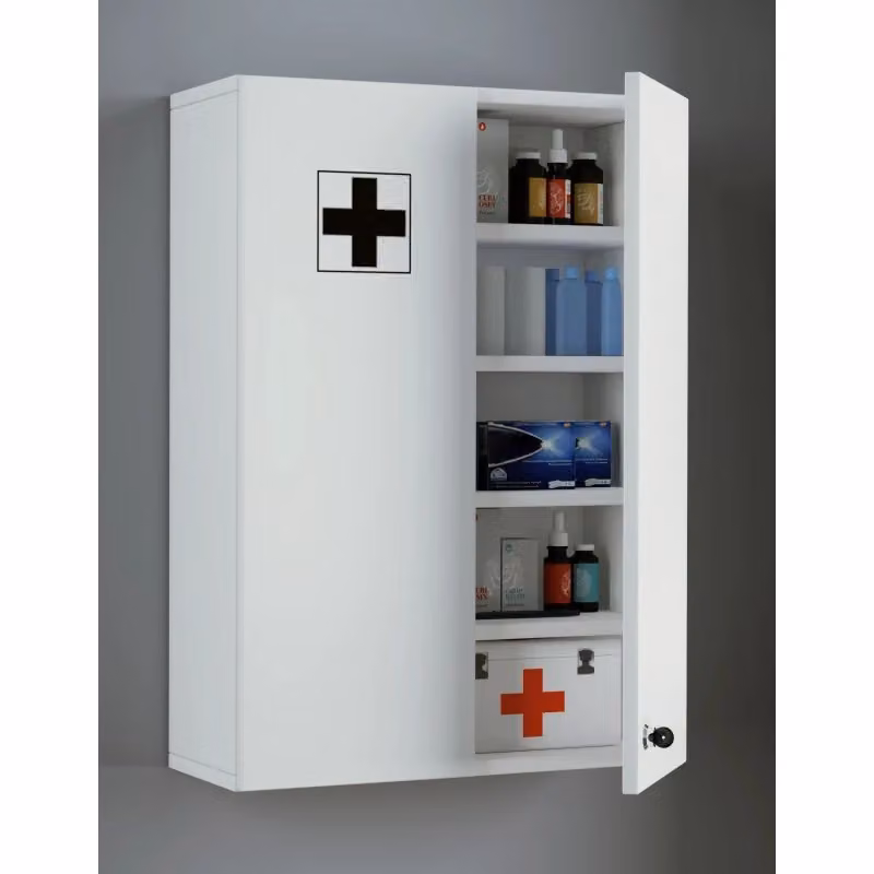 Armadietto Medicinali Medibox XL Ezooza Bianco con Serratura e Ripiani Interni L: 50 cm, P: 20 cm, H: 70 cm – 2