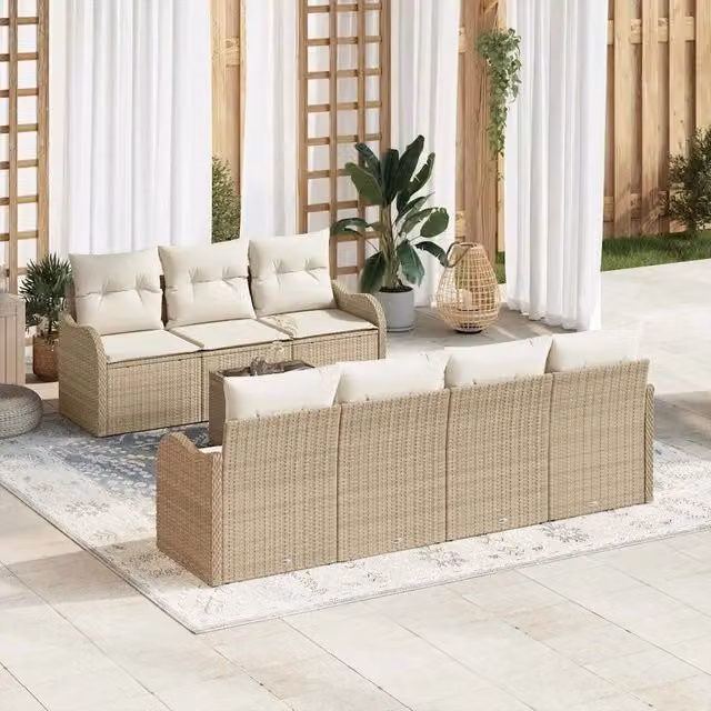 Set Divano da Giardino Beige 55 x 55 x 37 cm polyrattan 3345611