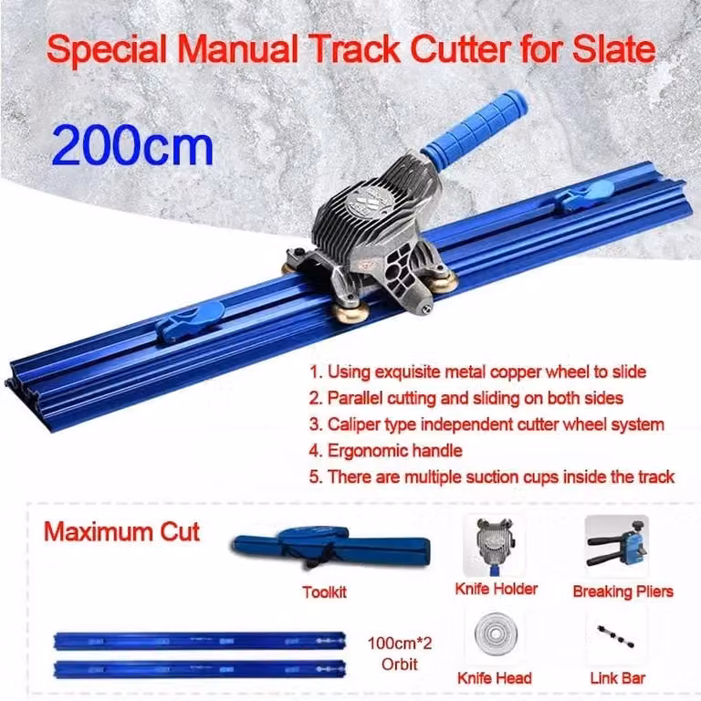 Misuratore per tagliapiastrelle - Accessorio per tagliapiastrelle manuale - Guida 200 cm - alta precisione - per piastrelle fino a 1,6 cm - Modello C-200cm