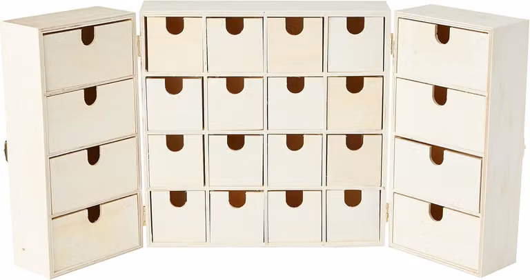 Calendario dell'Avvento da decorare - Trittico - Legno - 55 x 6-5 x 28 cm