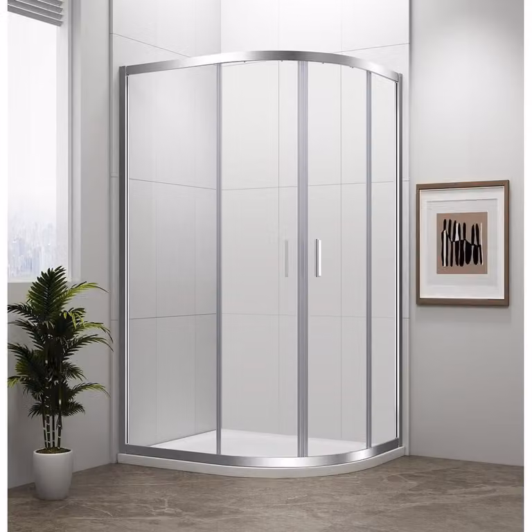 Polysan Easy Line - Cabina doccia a quarto di giro, 1100x800 mm, alluminio lucido/vetro trasparente EL2415