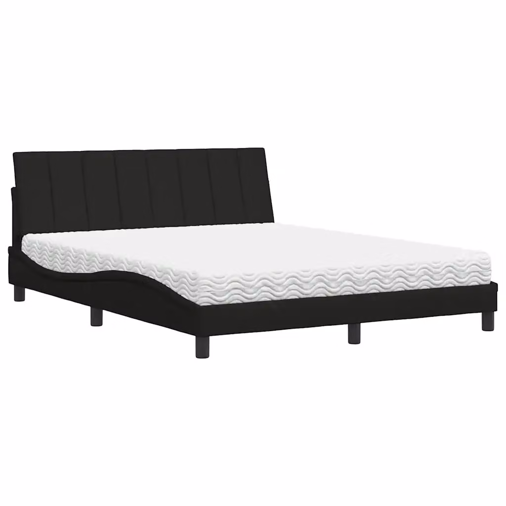 Letto con Materasso Hanko vidaXL in Tessuto Nero e Bianco L/P: 160 x 200 cm – 2