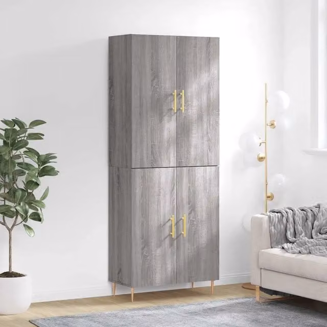 Mobile a muro moderno vidaXL in legno e metallo grigio L: 69,5 cm, P: 34 cm, H: 180 cm