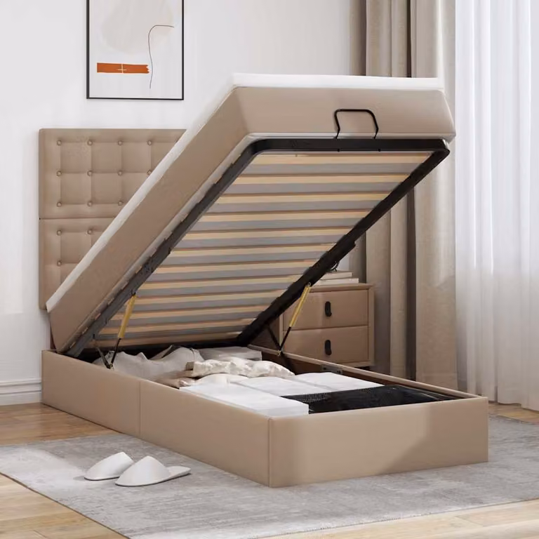 Letto Pouf vidaXL con Materasso in Similpelle, L: 200 cm, P: 80 cm, H: 128 cm