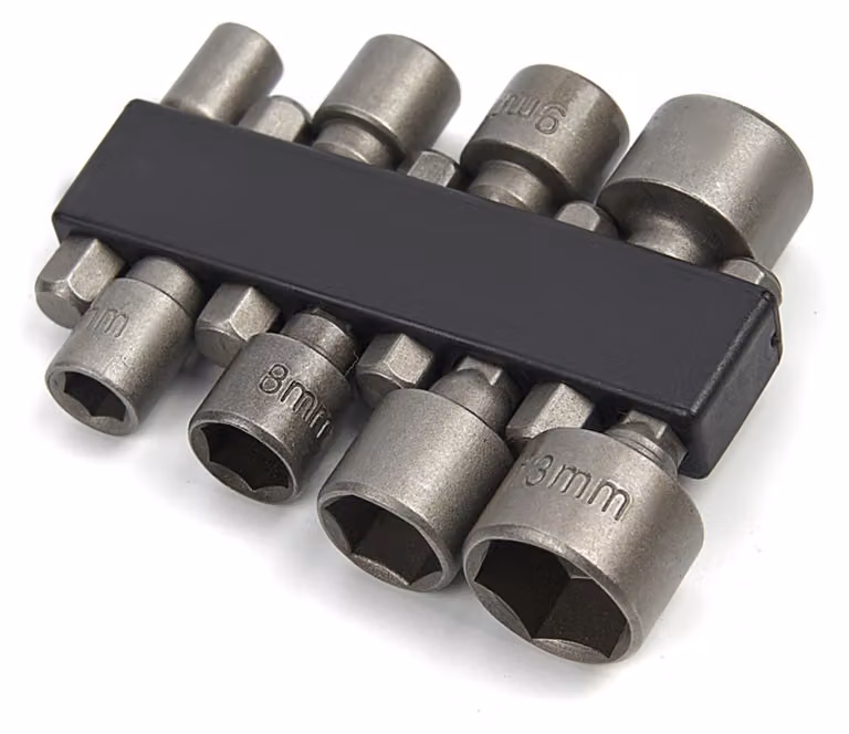 Set-kit batterie e bussole da 5 a 13 mm per punte da trapano esagonali da 1/4'', Hbm