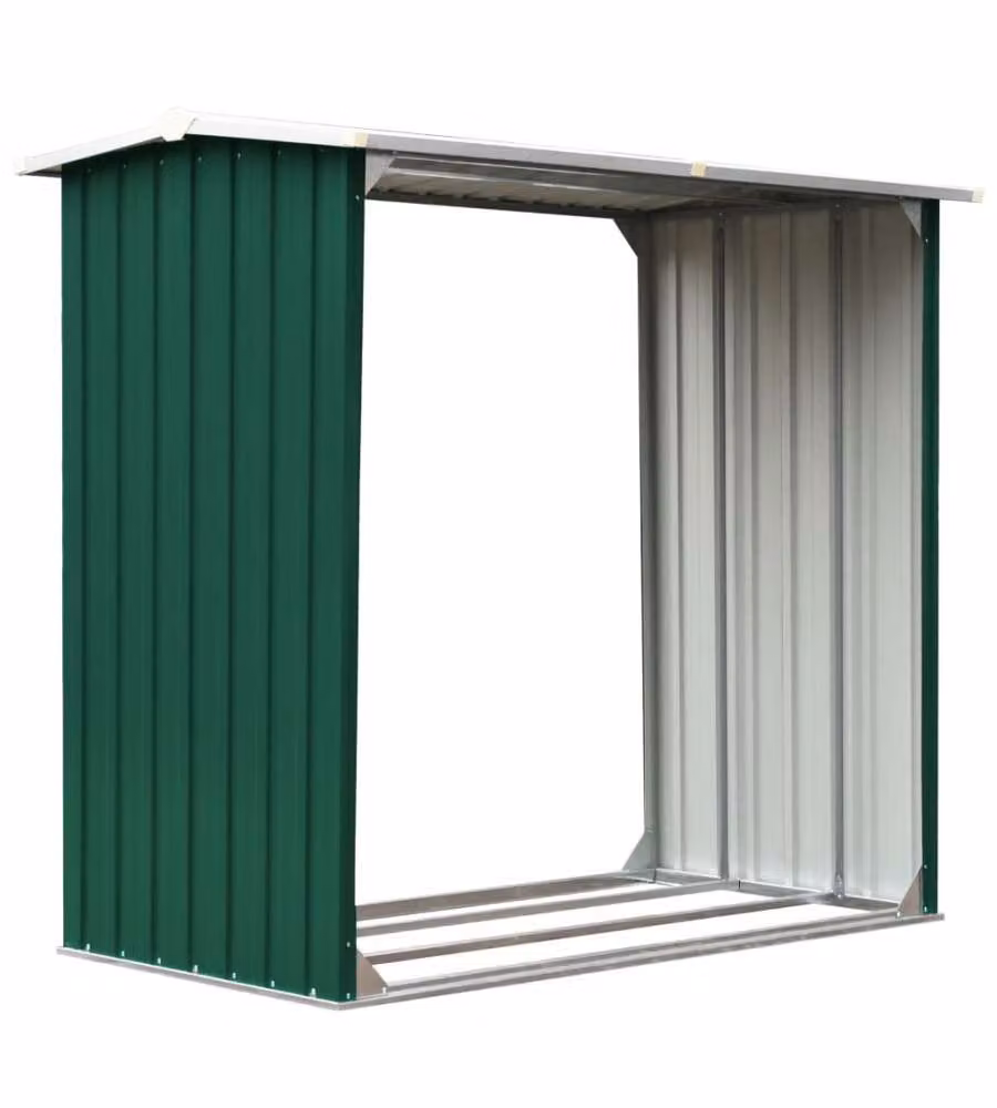 Capannone vidaXL in acciaio zincato con tetto a capanna, colore verde, L 172 cm x P 91 cm x H 154 cm