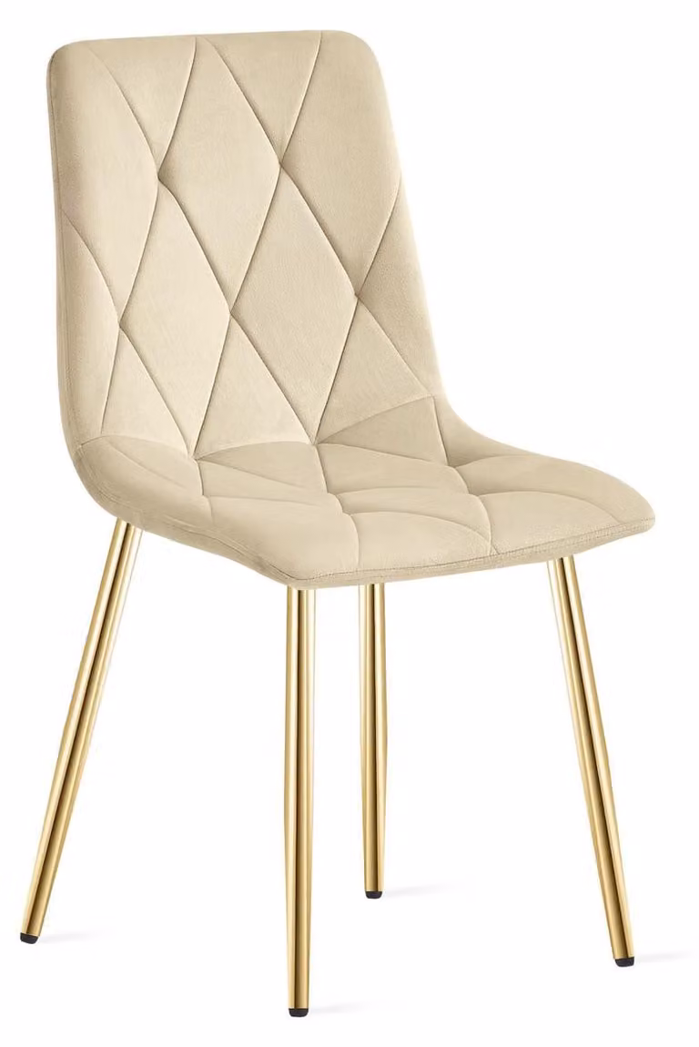 Sedia Libra in Velluto Beige Chiaro con Gambe Oro