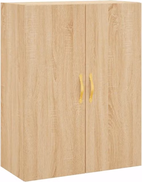 Mobiletto a muro versatile e di design con vani portaoggetti sospesi 69,5 x 34 x 90 cm realizzato in legno composito di rovere Sonoma 02_0048572