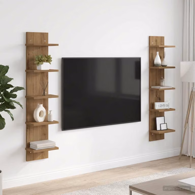 Set di 2 scaffali da parete moderni vidaXL in colore marrone, L/P/H: 22 x 15 x 100 cm