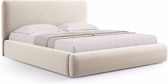Letto con cassettone e testiera Colonel di Cosmopolitan Design in velluto beige chiaro L/P/H: 200 x 140 x 101 cm