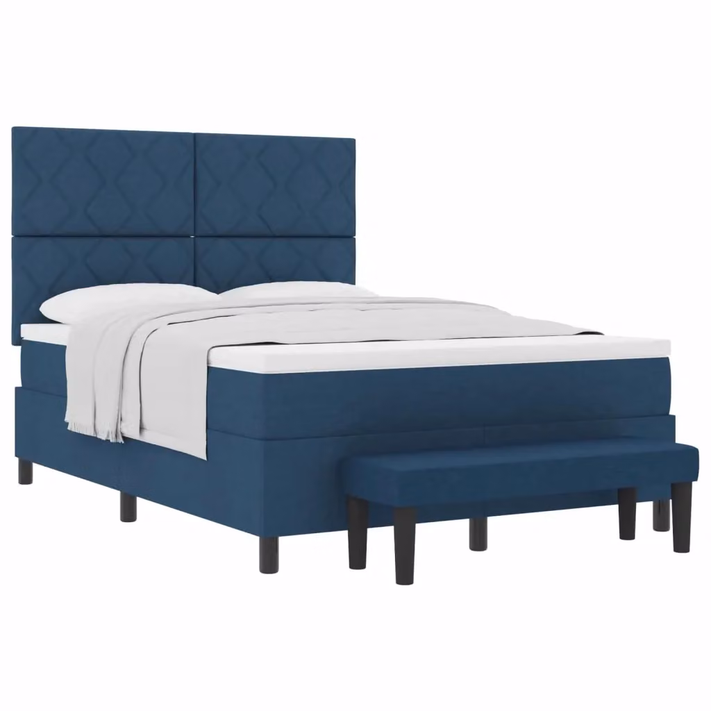 Letto ibrido con molle a sacchetto e testiera vidaXL in tessuto blu L 140 x P 200 cm – 2