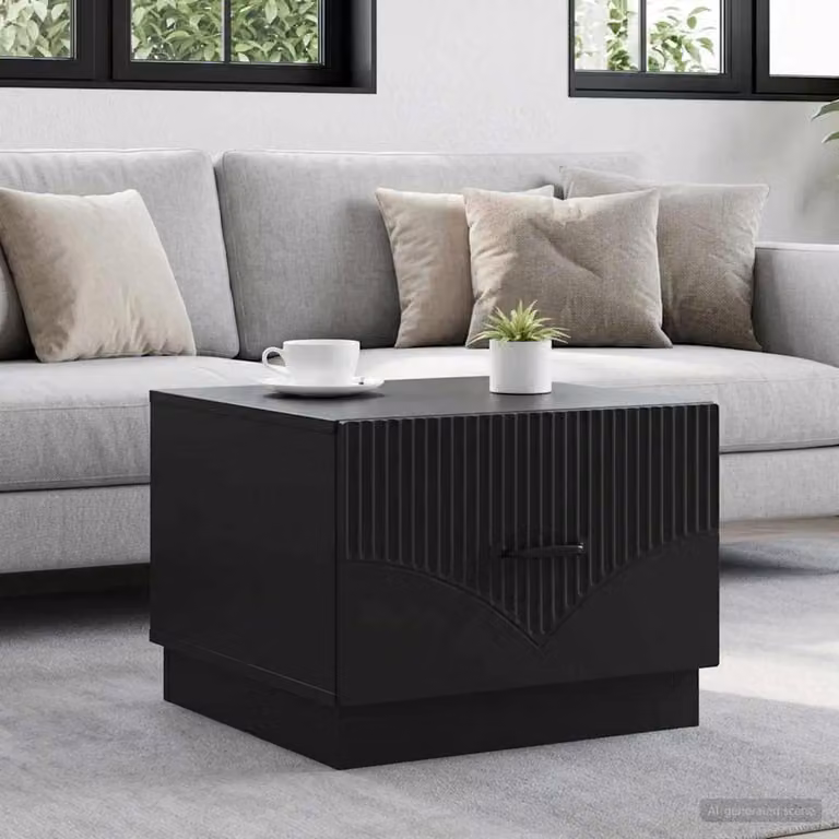 vidaXL Tavolino da salotto moderno in legno MDF nero L 49 cm, P 50 cm, H 37 cm