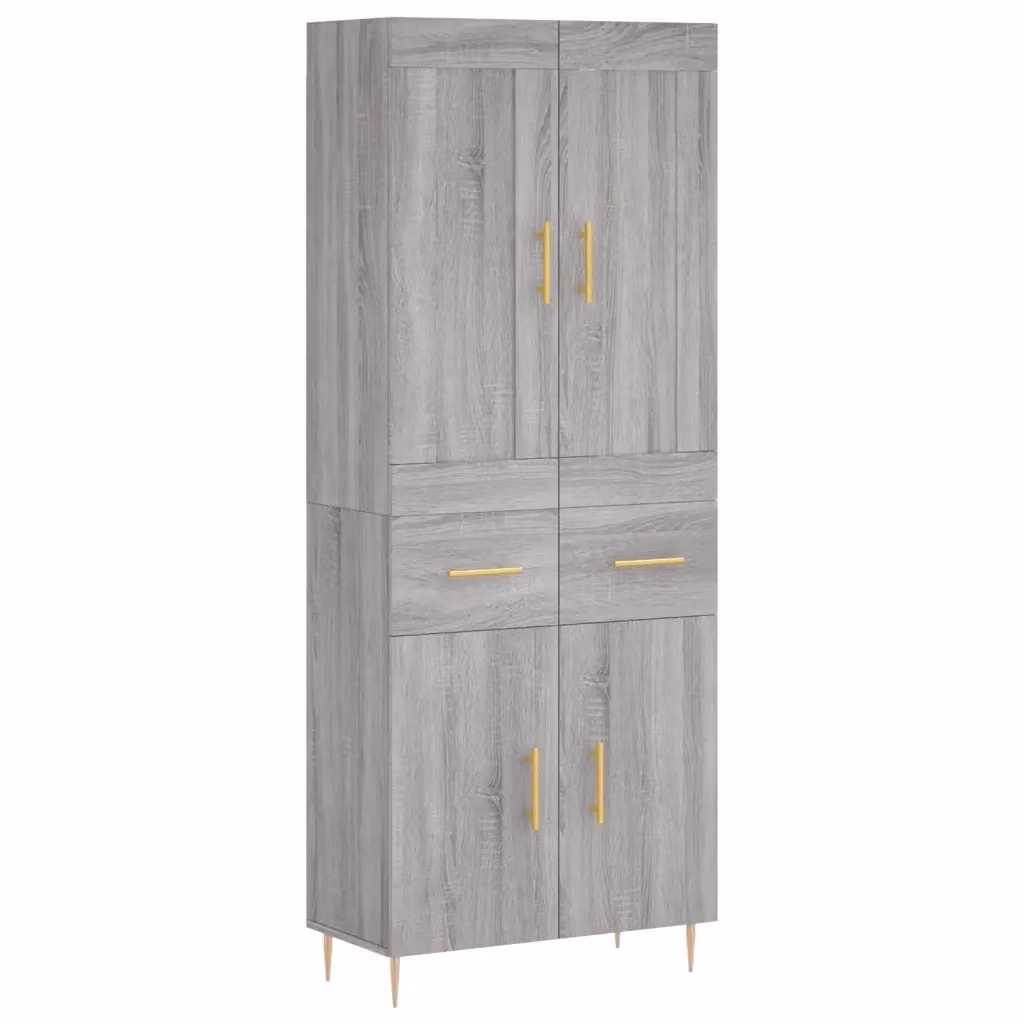 Credenza moderna vidaXL in legno e metallo, colore grigio, L: 69,5 cm, P: 34,0 cm, H: 180,0 cm – 2