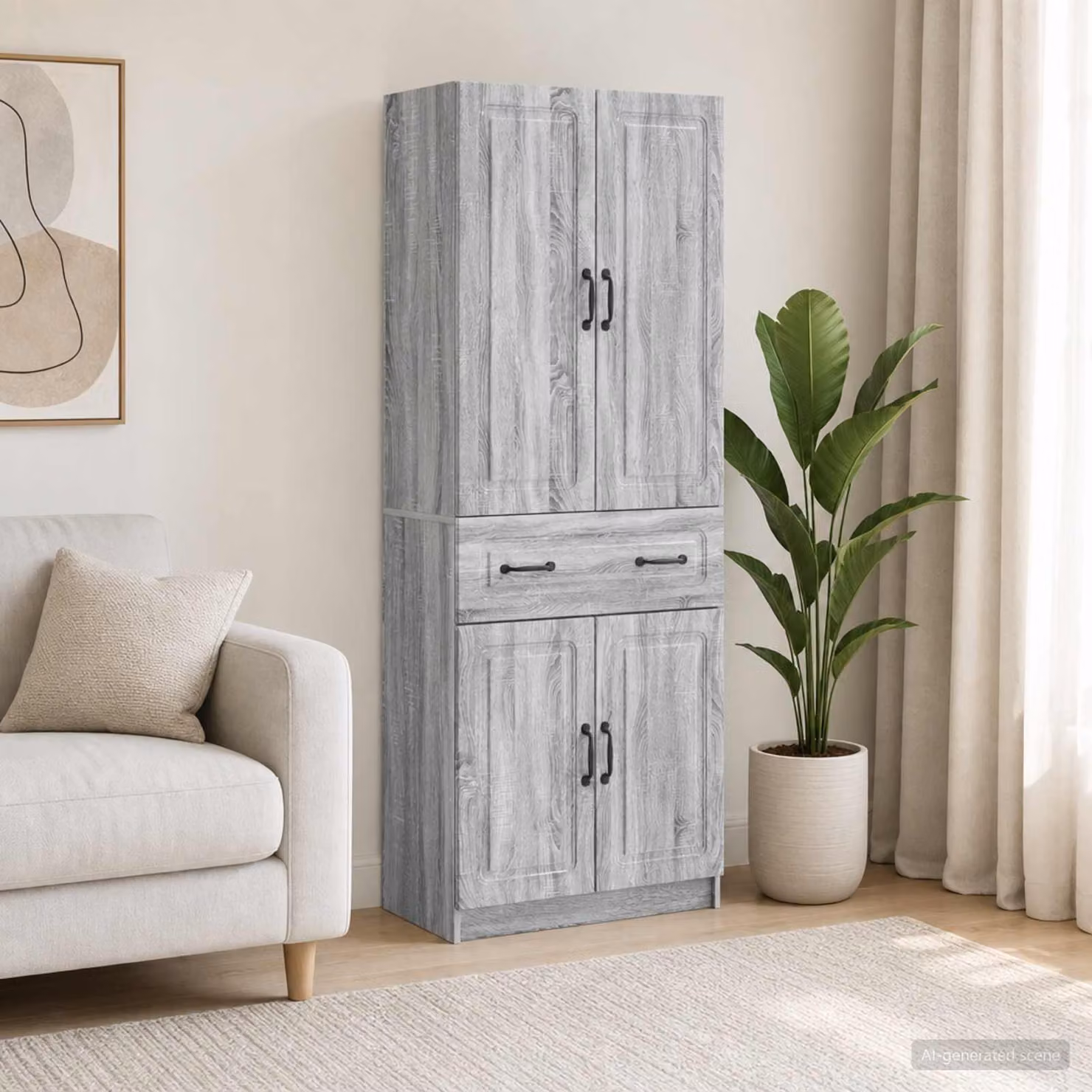 Set di 2 armadi da parete vidaXL in MDF grigio opaco con ante a battente e ripiani interni
