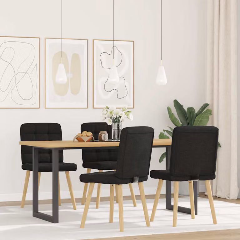 Sedie da Pranzo 4 pz Nere in Tessuto