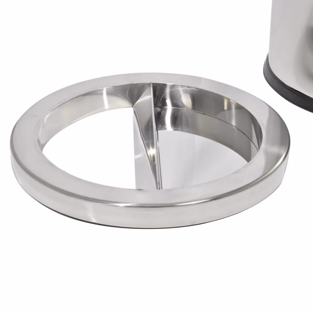 Cestino Gettacarte e Posacenere GIORDANOSHOP in Acciaio Inox Argento con Coperchio Swing e Secchiello Interno Rimovibile, Diametro: 38,5 cm, Capacità: 52 l – 2