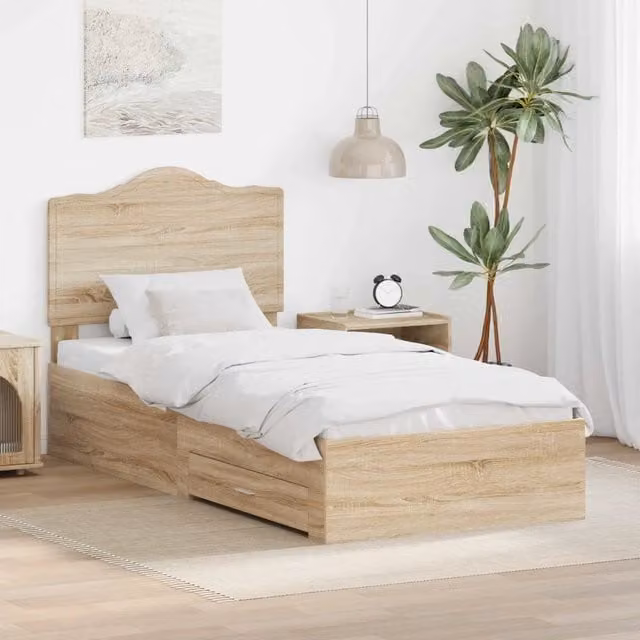 Struttura del letto-Giroletto Rovere Sonoma 70 x 190 cm Legno multistrato 458071