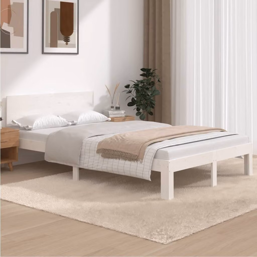 The Living Store Letto in legno massiccio di pino bianco 120x200 cm