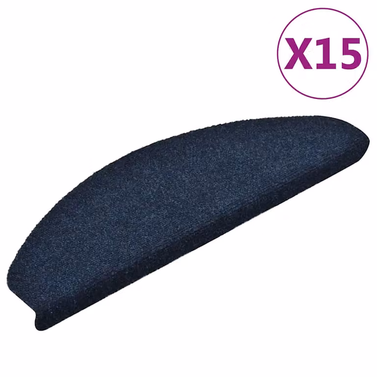 vidaXL Tappetini per scale autoadesivi 15 pz 65x21x4 cm blu navy
