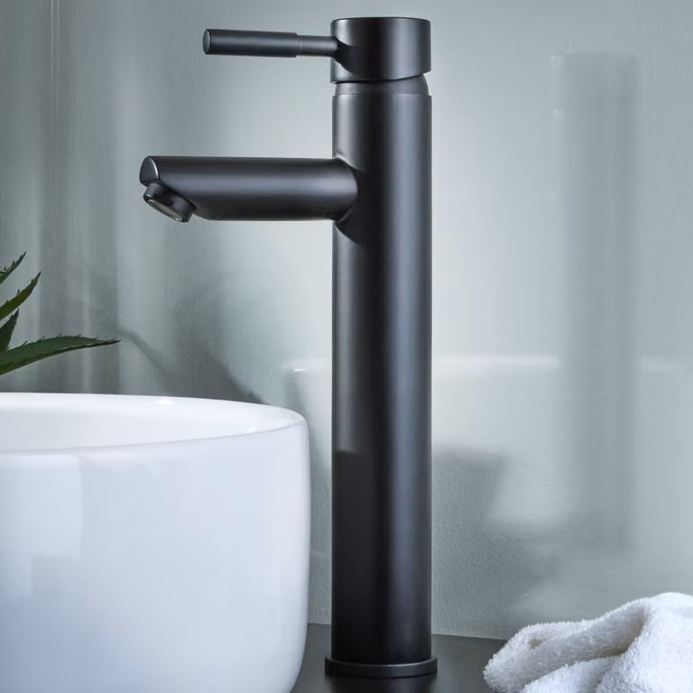 Rubinetto Monoforo Alto Per Lavabo - Design Moderno Nero Opaco - Nox