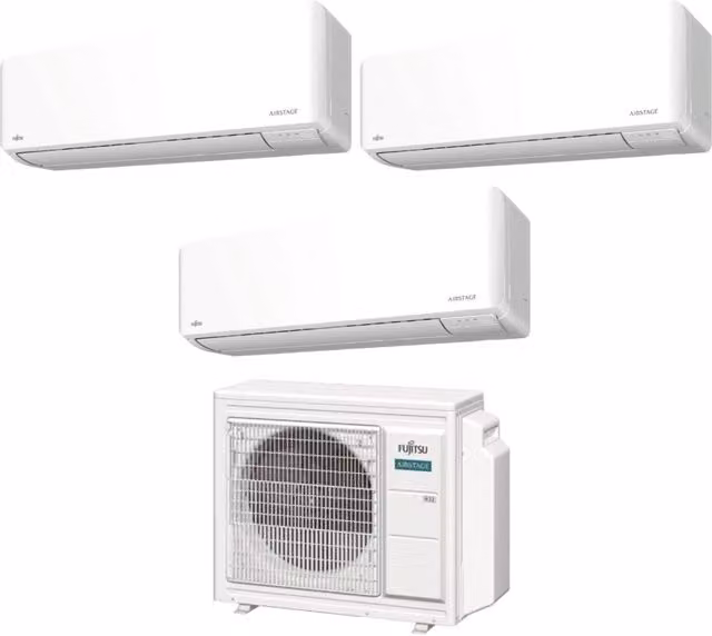 Climatizzatore Condizionatore Fujitsu Trial Split Inverter serie KM AIRSTAGE con Wi-Fi Integrato, Colore Bianco, Classe Energetica A+++