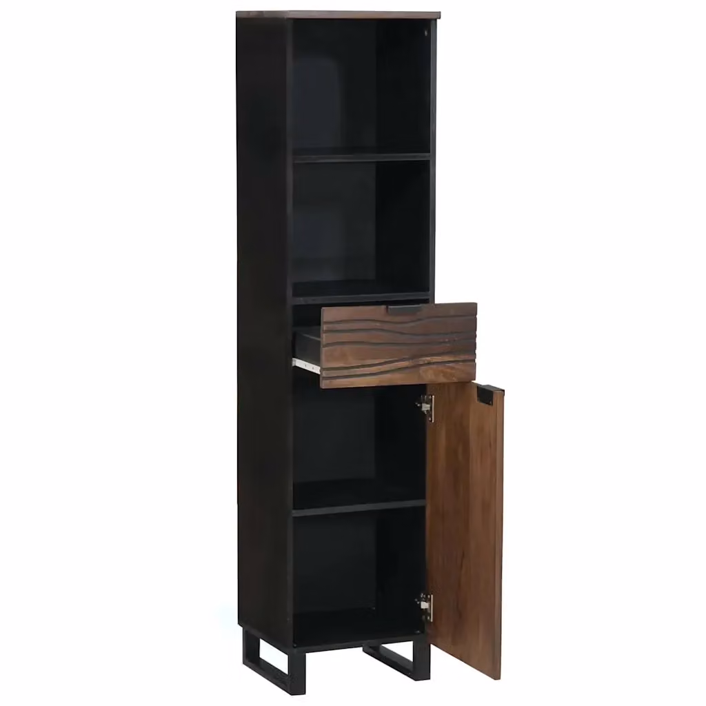 Armadietto da bagno con ante a battente vidaXL in noce e nero, L: 38 cm, P: 33 cm, H: 160 cm – 2