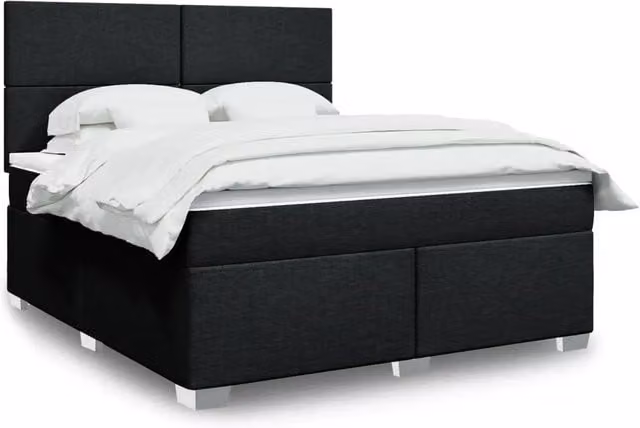 Letto Ibrido vidaXL con Giroletto a Molle e Materasso Nero in Tessuto L 180 x P 200 cm