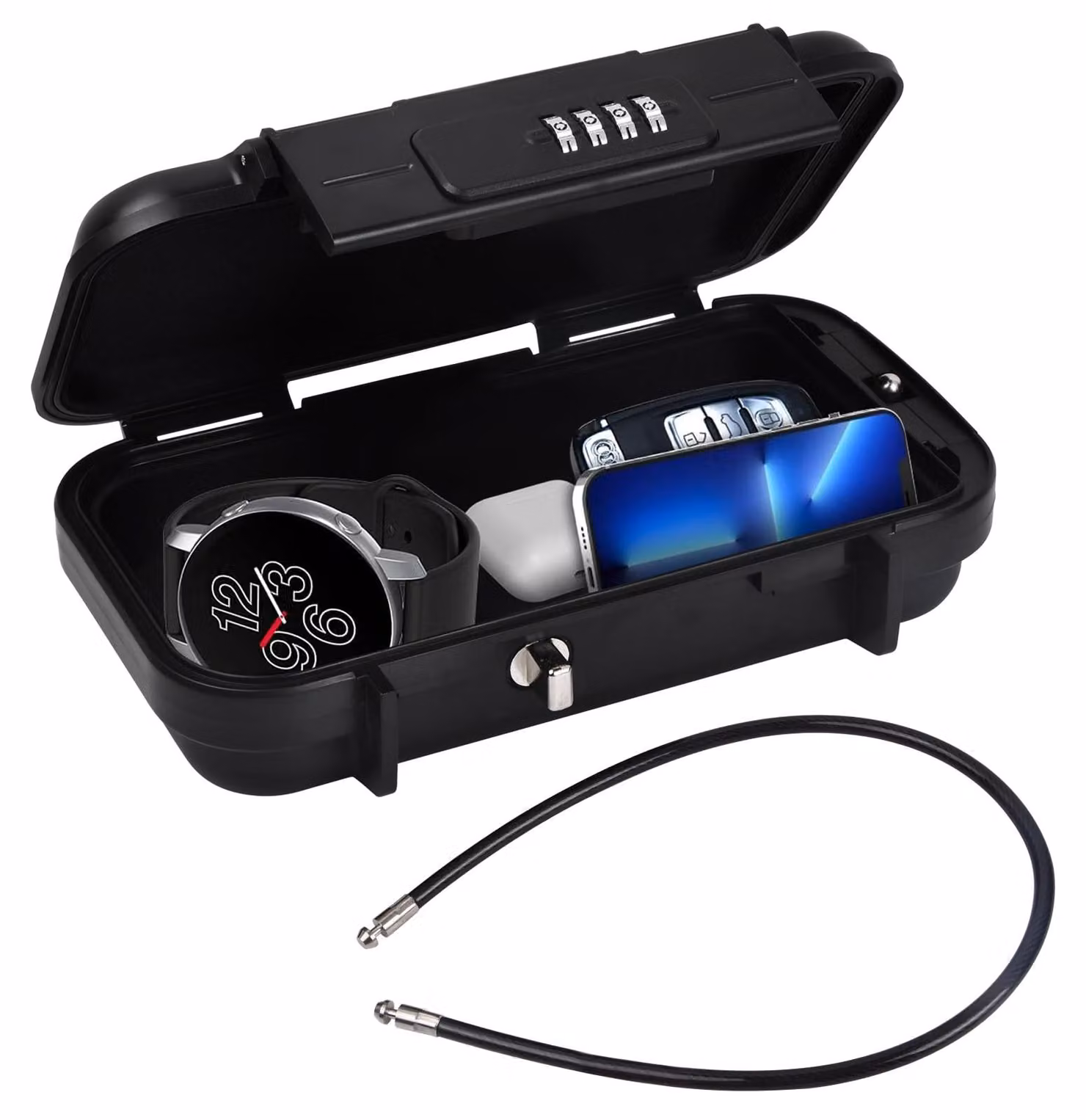 Cassaforte portatile con serratura a chiave - Colore nero - Impermeabile - Capacità: 842 ml - Materiale: plastica ABS