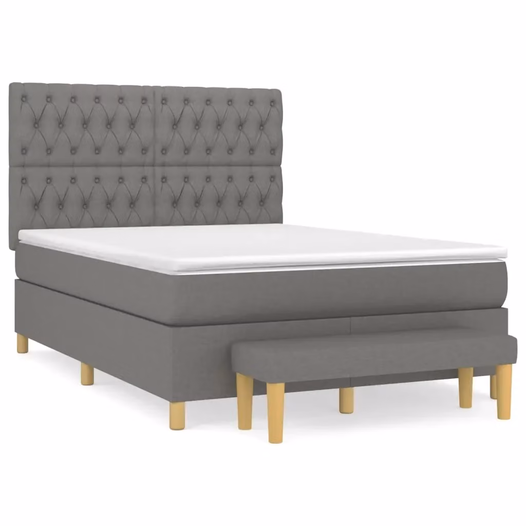 Giroletto a molle con materasso ibrido vidaXL in tessuto grigio e bianco, L/P/H: 140 x 190 cm – 2