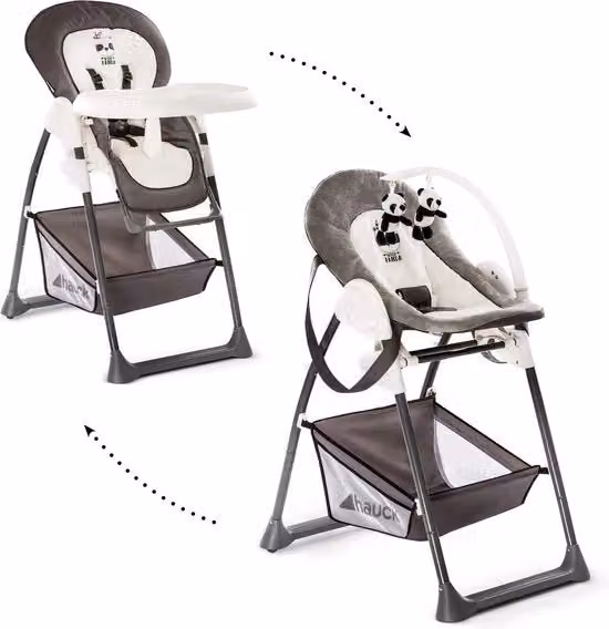 Seggiolone per bambini con letto e sedile per bambini in crescita, fino a 15 kg, struttura in legno con ruote e cesto, tavolo per pasti, pieghevole