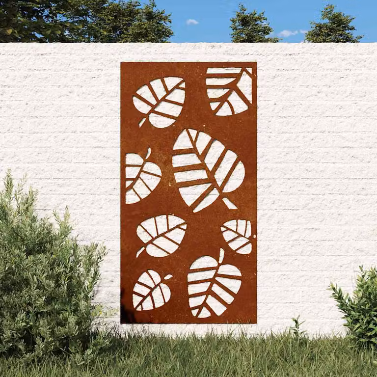 Decorazione Muro da Giardino vidaXL in Acciaio Corten Marrone con Design Botanico L: 105 cm, H: 55 cm